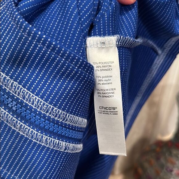 Weekends by Chico's Vibrant Blue and White Jacket Size Large - Picture 3 of 5